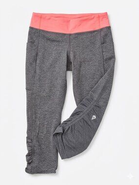 Ivivva Girl by Lululemon 🍋Quick Trick Crop grey with orange waistline size 10